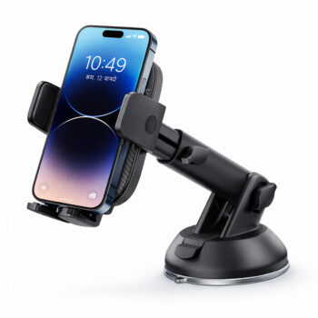 Hespa 3-in-1 Car Phone Holder with Suction Cup & Air Vent Mount 3-in-1 Mount for Windshield, Air Vent & Desk | Black