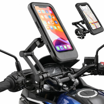 Fully Waterproof Handlebar Mobile Phone Mount Holder 360? Rotation for Bike | Scooter | Bicycle | Scooty Ideal for Maps and GPS Navigation, With Phone Case & Sensitive Touch Screen, Secure & Durable