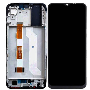 Hespa Mobile Display Screen Compatible with Vivo Y16 With Frame | Touch Screen Replacement Complete Combo Folder - Black